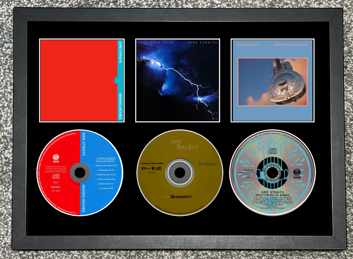 Dire Straits | Making Movies | Love Over Gold | Brothers In Arms | Retro Triple CD Wall Display | Frame Not Included |