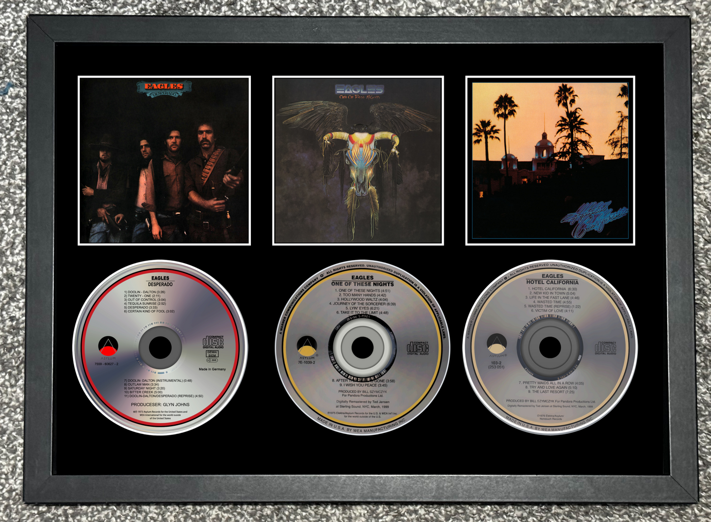 The Eagles | Desperado | One Of These Nights | Hotel California | Triple CD Wall Display | Frame Not Included |