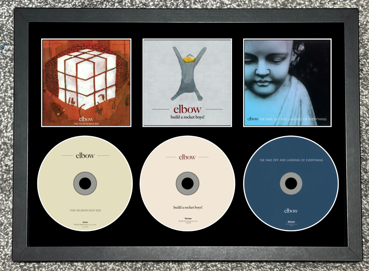 Elbow | The Seldom Seen Kid | Built A Rocket Boys!  | The Take Off And Landing.... | Retro Triple CD Wall Display | Frame Not Included |