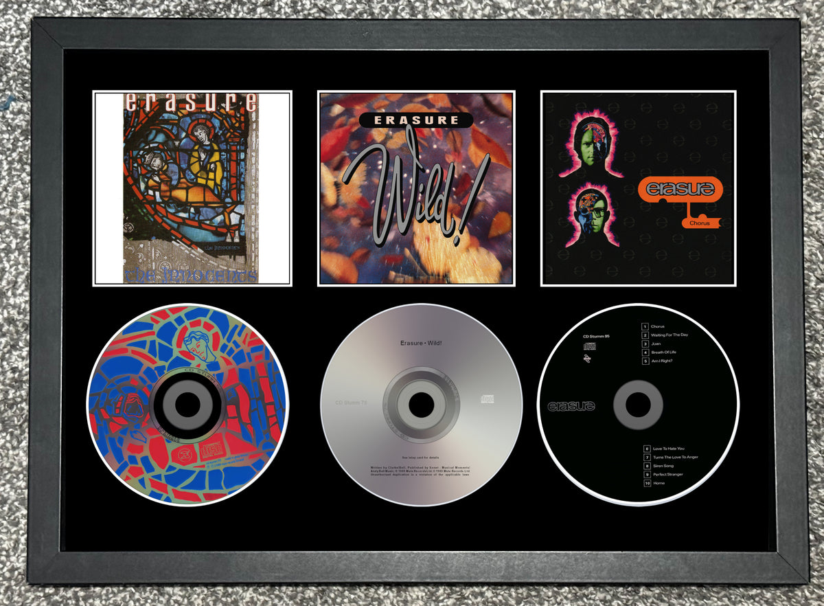 Erasure | The Innocents | Wild! | Chorus | Triple Retro Mounted CD Wall Display | Frame Not Included |