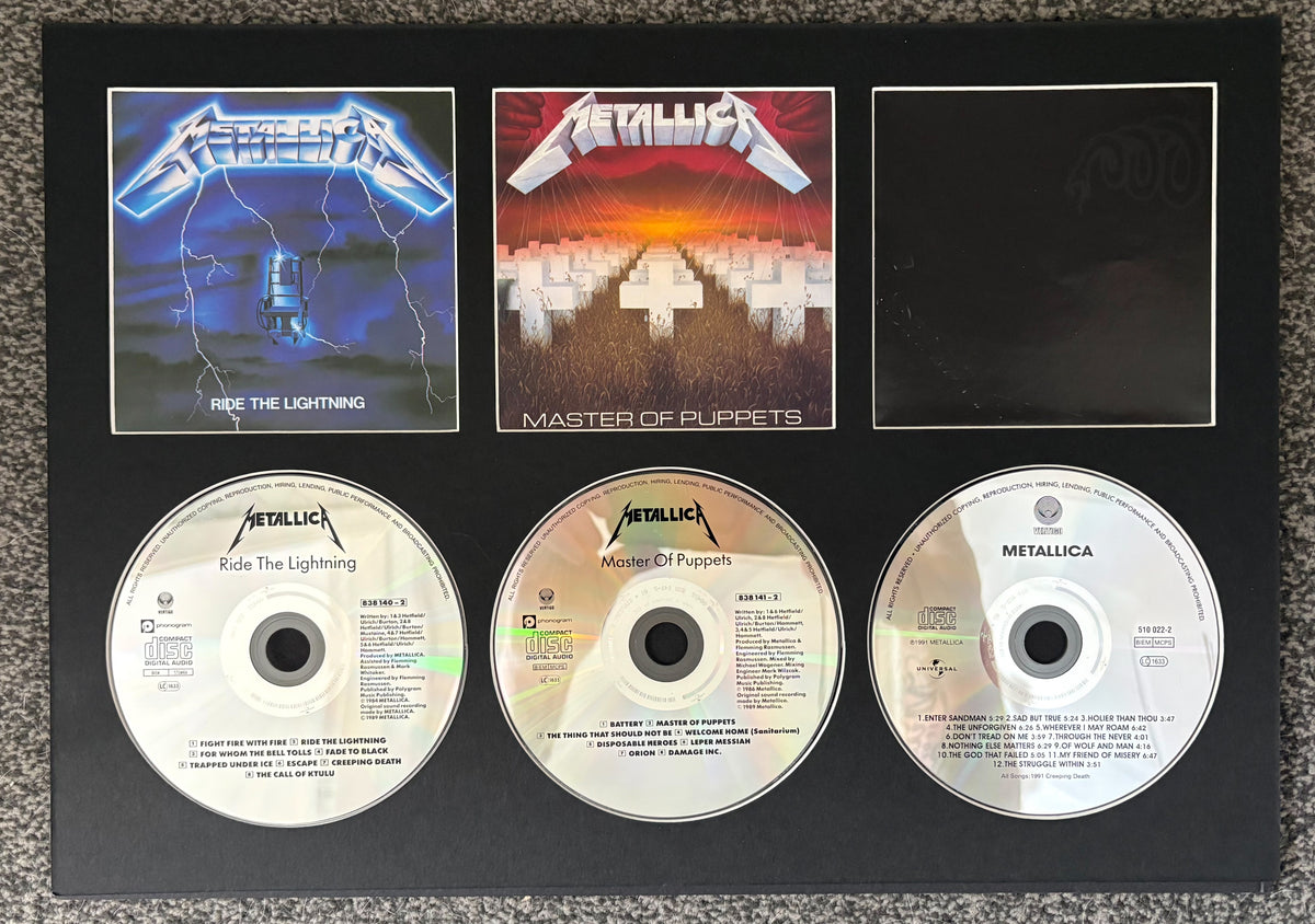 Metallica | Ride The Lightning | Master Of Puppets | The Black Album | Retro Triple CD Wall Display | Frame Not Included |