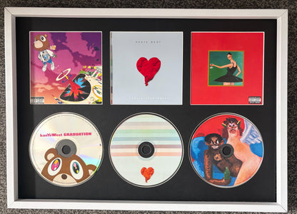 Kanye West | Graduation | 808's & Heartbreak | My Beautiful Dark Twisted Fantasy | Retro Triple CD Wall Display | Frame Not Included |