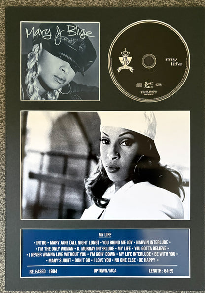 Mary J Blige | My Life | Retro Mounted CD Wall Display | Frame Not Included |