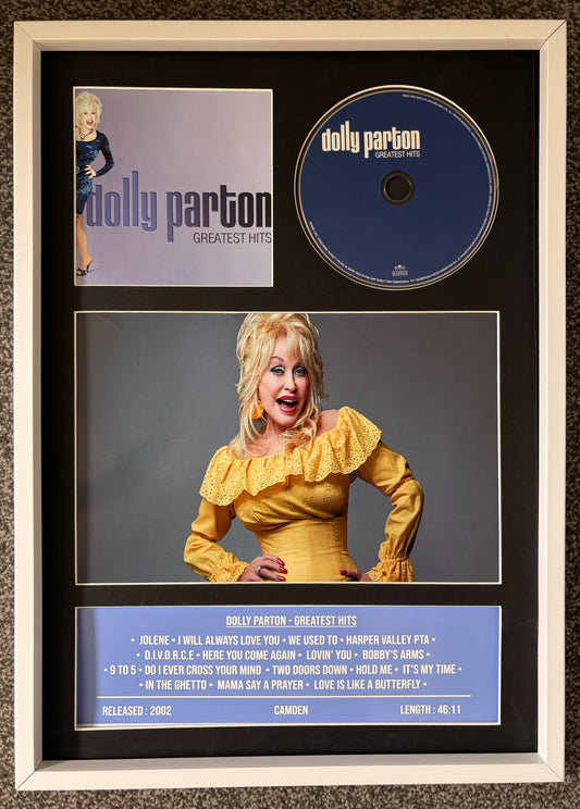 Dolly Parton  | Greatest Hits| Retro Mounted CD Wall Display | Frame Not Included |