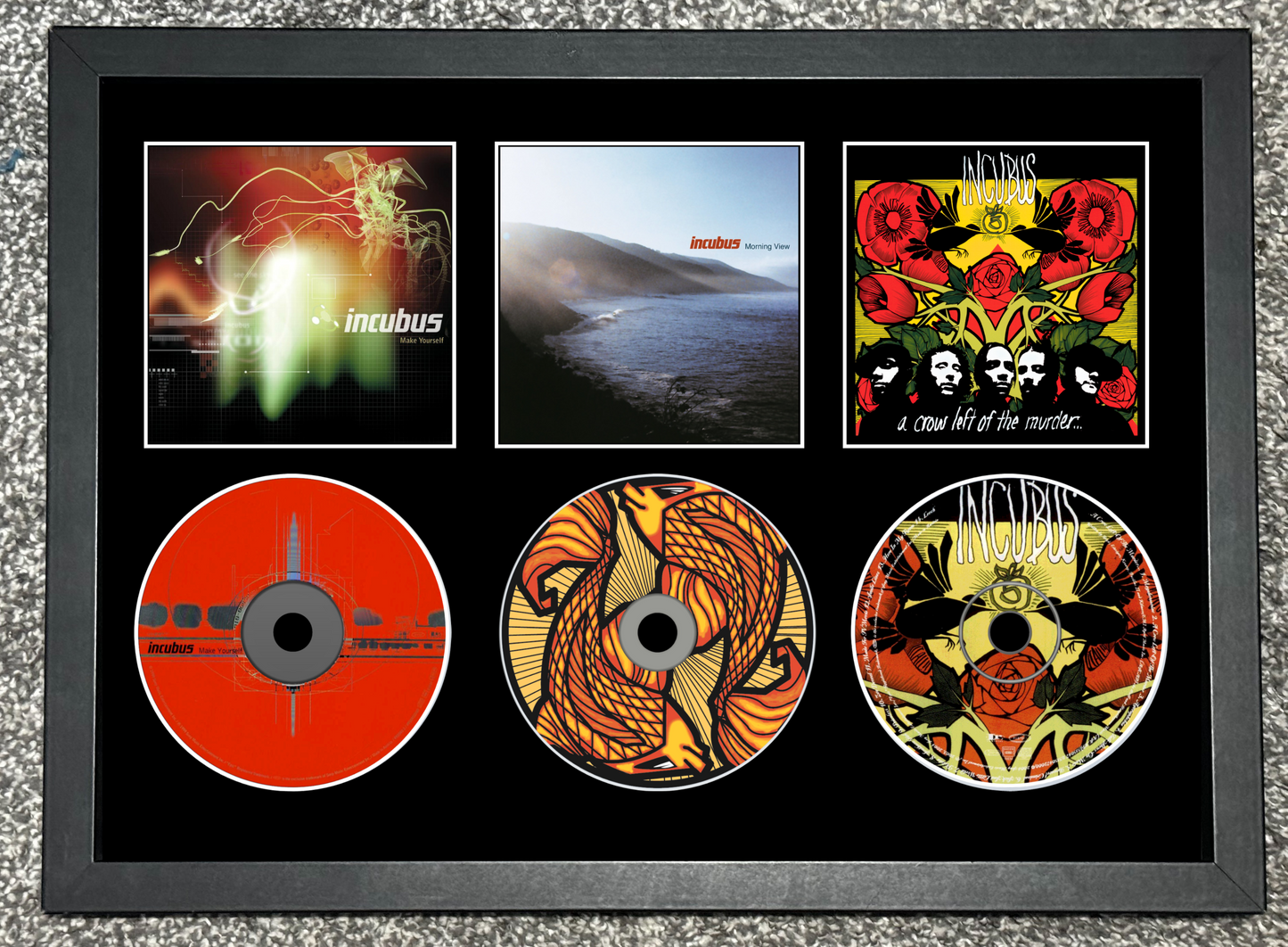 Incubus | Make Yourself | Morning View | A Crow Left Of The Murder | Triple Retro Mounted CD Wall Display | Frame Not Included |