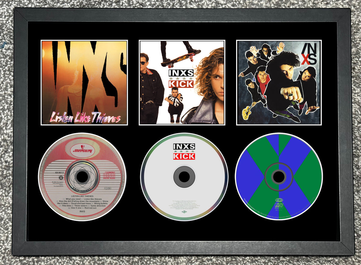 Inxs | Listen Like Thieves | Kick | X | Triple Retro Mounted CD Wall Display | Frame Not Included |