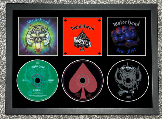 Motorhead | Overkill | Ace Of Spades | Iron Fist | Retro Triple CD Wall Display | Frame Not Included |