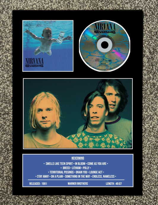 Nirvana | Nevermind | Retro Mounted CD Wall Display | Frame Not Included |
