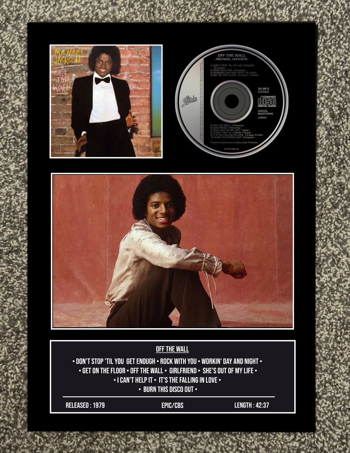 Michael Jackson | Off The Wall | Retro Mounted CD Wall Display | Frame Not Included |