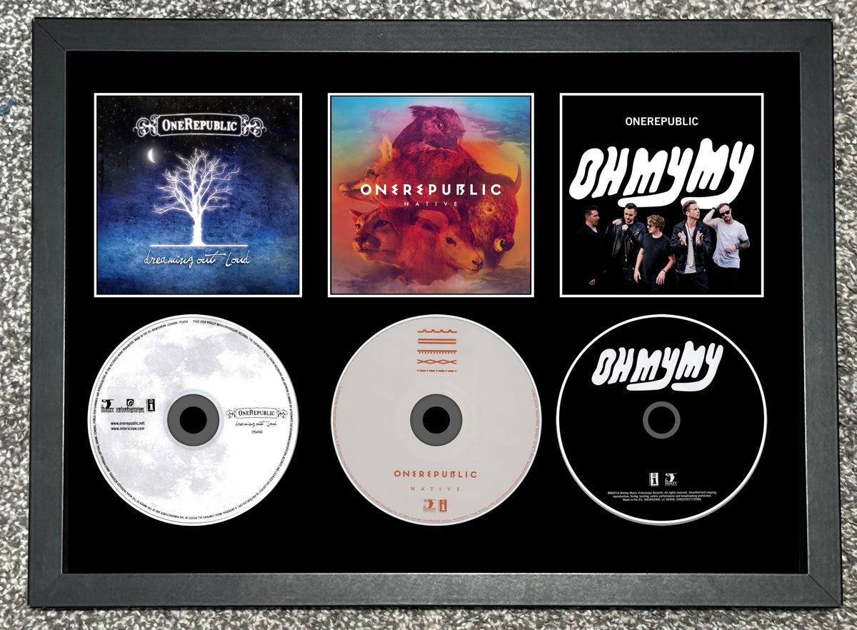 One Republic | Dreaming Out Loud | Native | Oh My My | Triple Retro Mounted CD Wall Display | Frame Not Included |