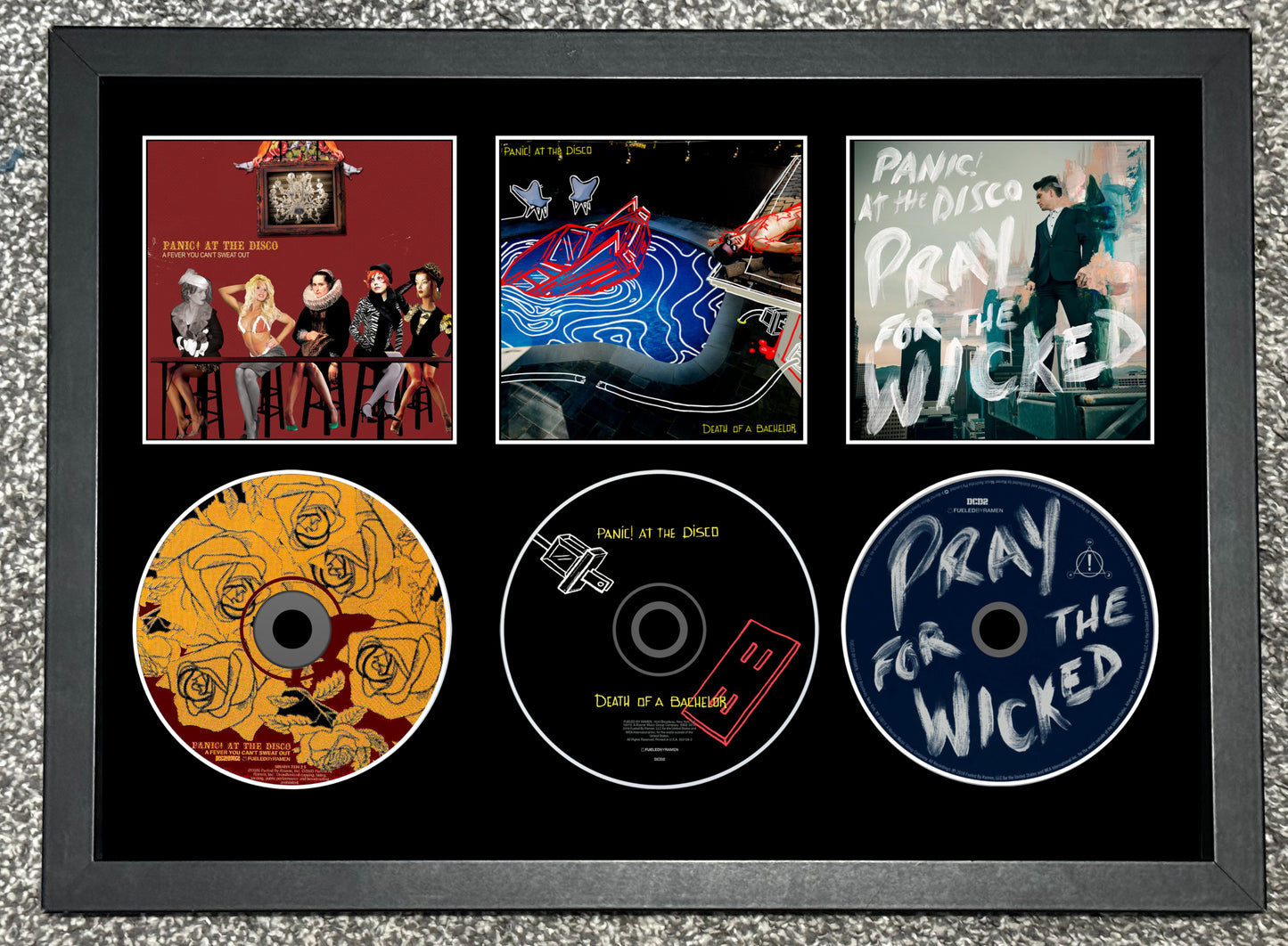 Panic At The Disco | After You Can't Swea.. | Death of A Bach...| Pray For The | Triple Retro Mounted CD Wall Display | Frame Not Include