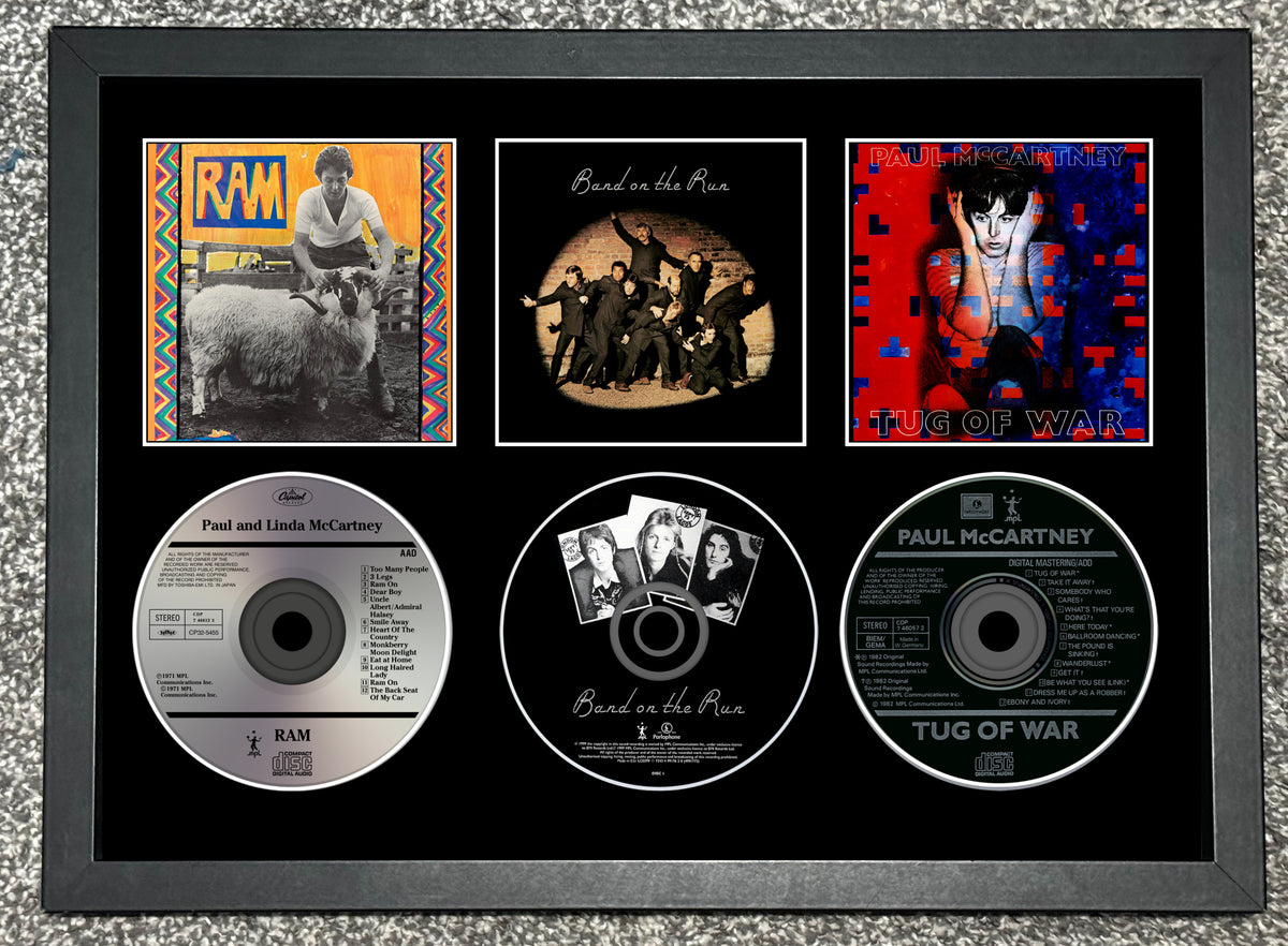 Paul McCartney | RAM | Band On The Run | Tug of War | Retro Triple CD Wall Display | Frame Not Included |