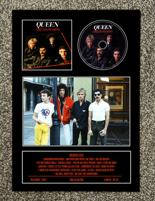 Queen | Greatest Hits | Retro Mounted CD Wall Display | Frame Not Included |