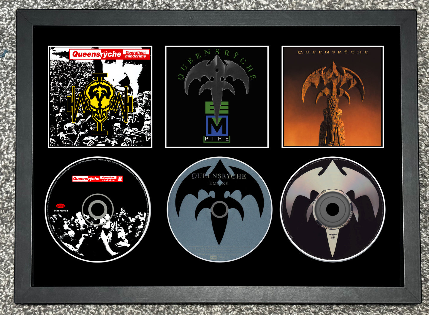 Queensryche | Operation : Mindcrime | Empire | Promised Land | Triple Retro Mounted CD Wall Display | Frame Not Included |