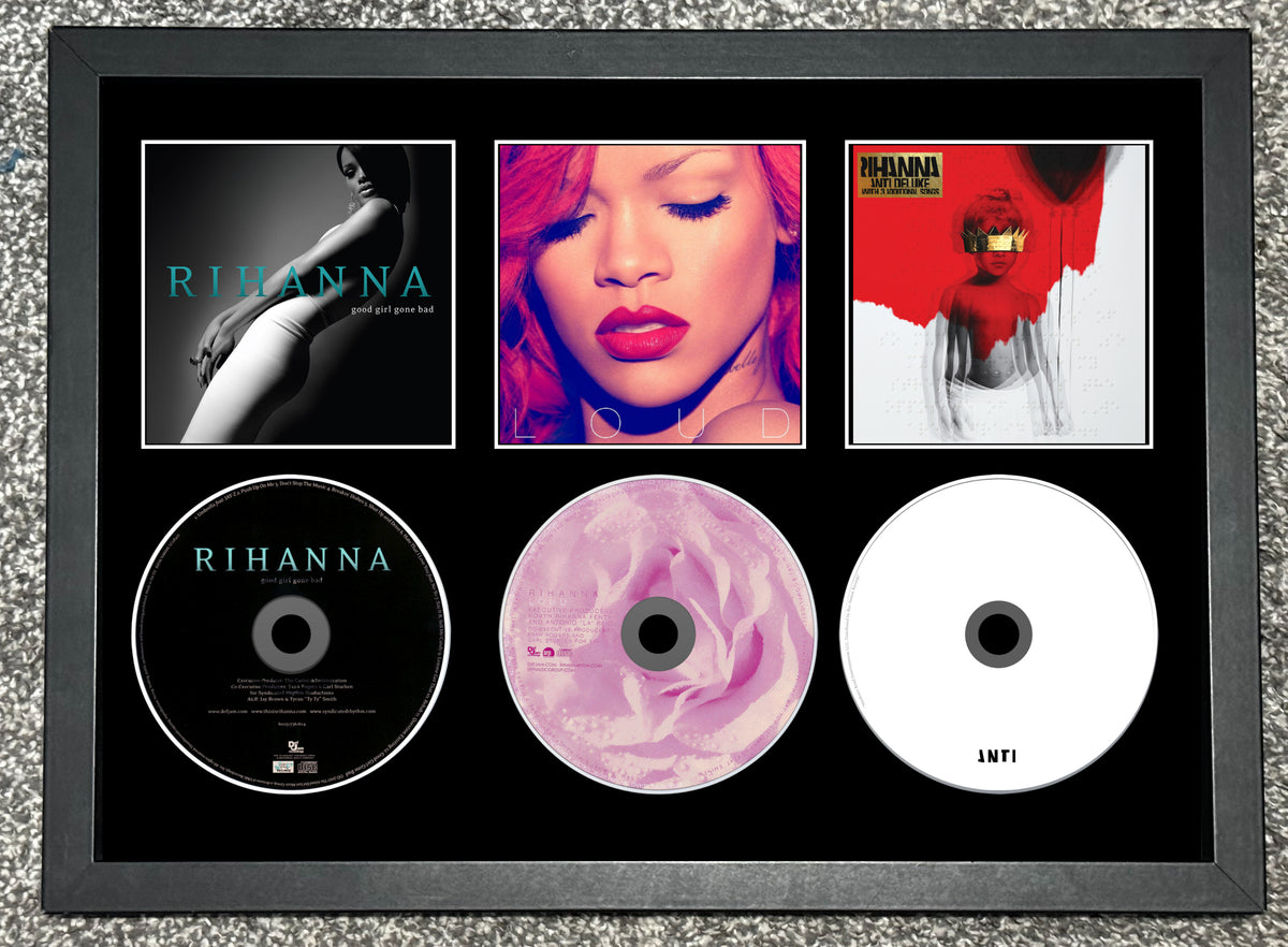 Rihanna | Good Girl Gone Bad | Loud | Anti | Triple Retro Mounted CD Wall Display | Frame Not Included |