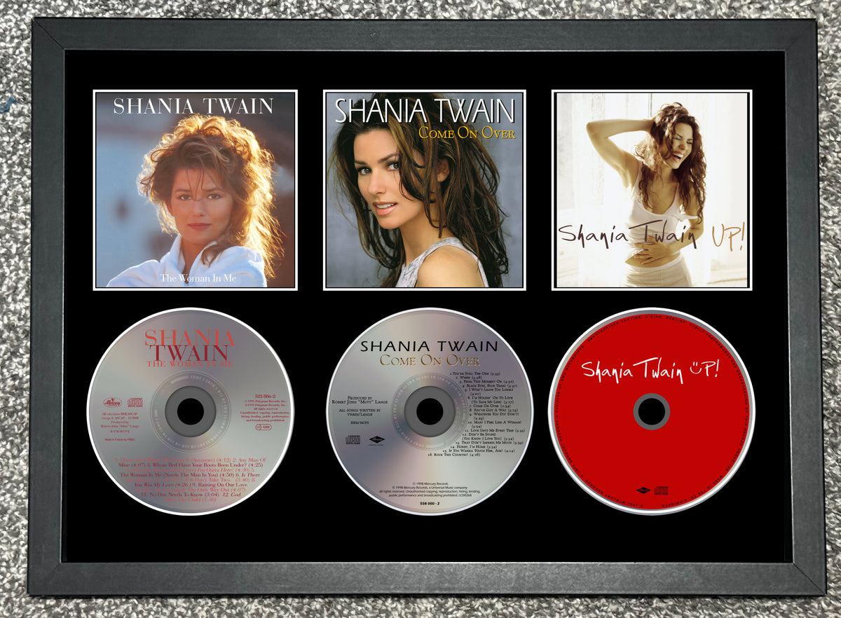 Shania Twain | The Woman In Me | Come On Over | Up! | Triple Retro Mounted CD Wall Display | Frame Not Included |