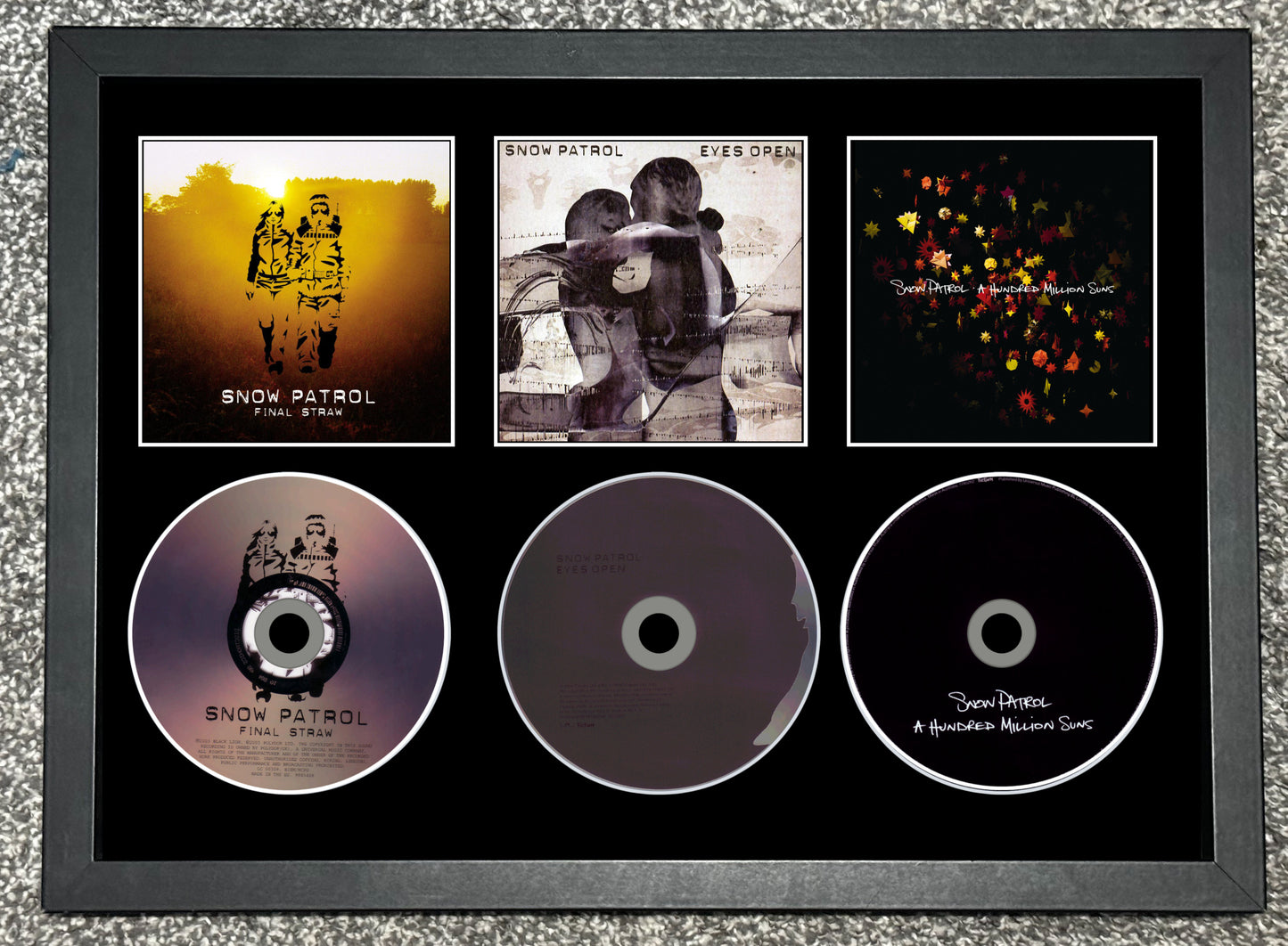 Snow Patrol | Final Straw | Eyes Open | A Hundred Million Suns | Triple Retro Mounted CD Wall Display | Frame Not Included |