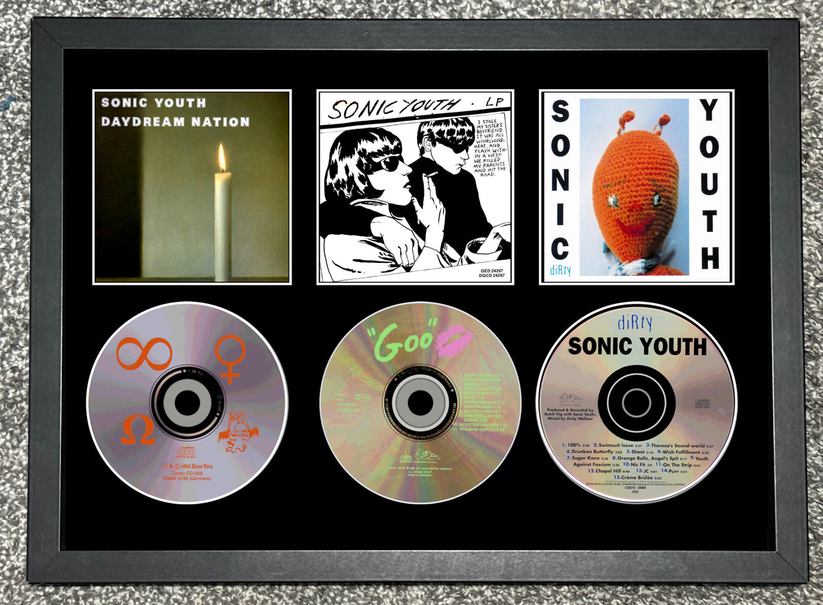 Sonic Youth | Daydream Nation | Goo | Dirty | Retro Triple CD Wall Display | Frame Not Included |
