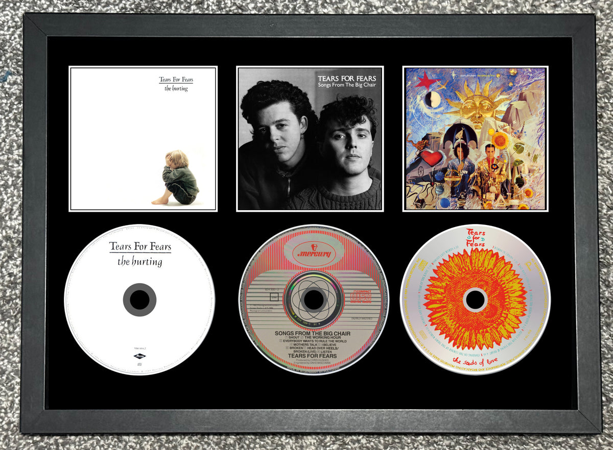 Tears For Fears | The Hurting | Songs From The Big Chair | The Seeds Of Love | Triple Retro Mounted CD Wall Display | Frame Not Included |