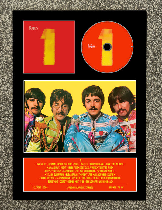 The Beatles | 1 | Retro Mounted CD Wall Display | Frame Not Included |