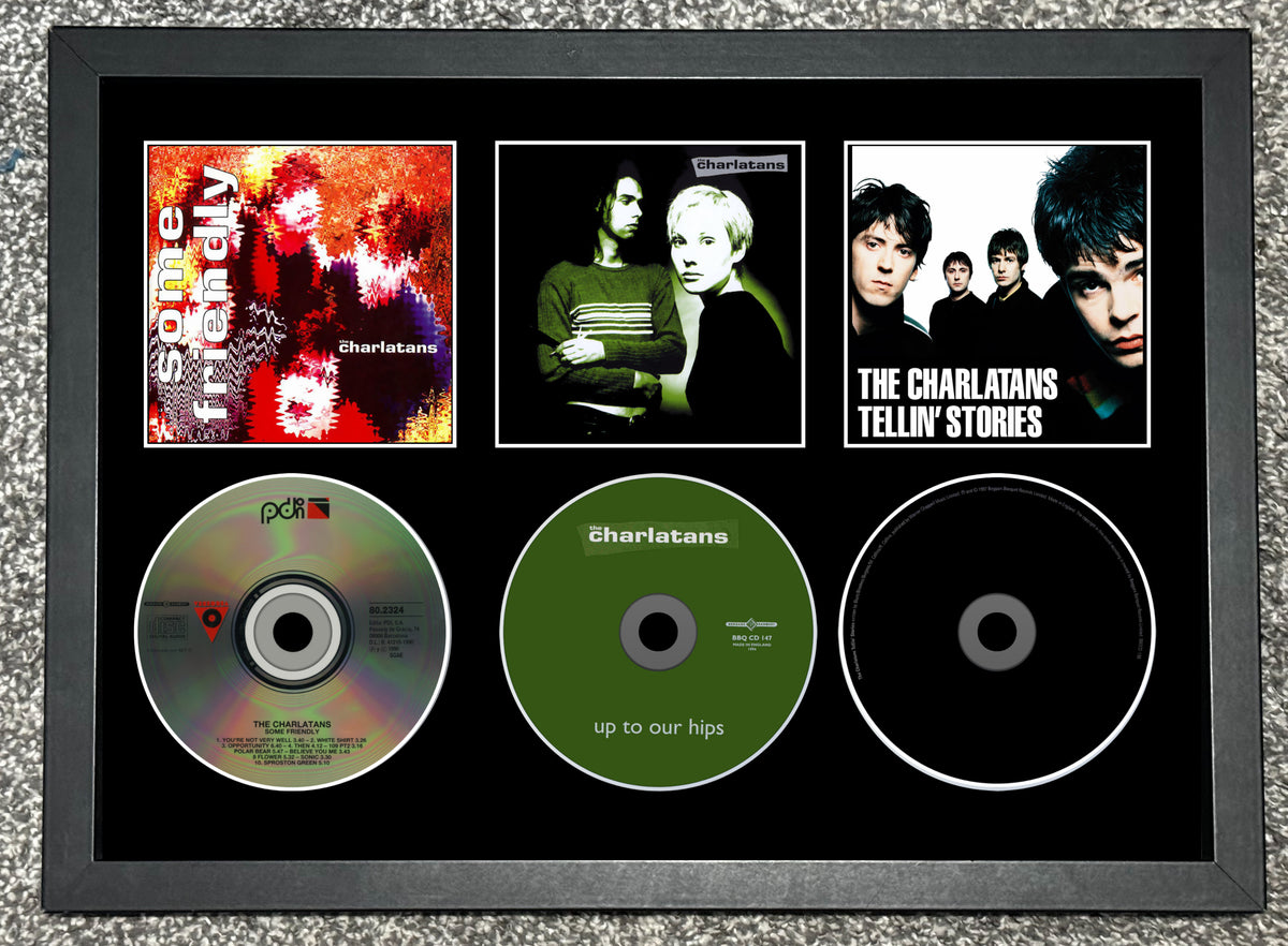 The Charlatans | Some Friendly | Up To Our Hips | Tellin' Stories | Triple Retro Mounted CD Wall Display | Frame Not Included |