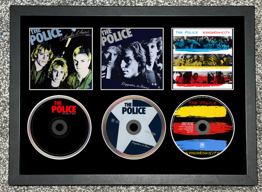 The Police | Outlandos d'Amour | Regatta de Blanc | Synchronicity | Triple Retro Mounted CD Wall Display | Frame Not Included |