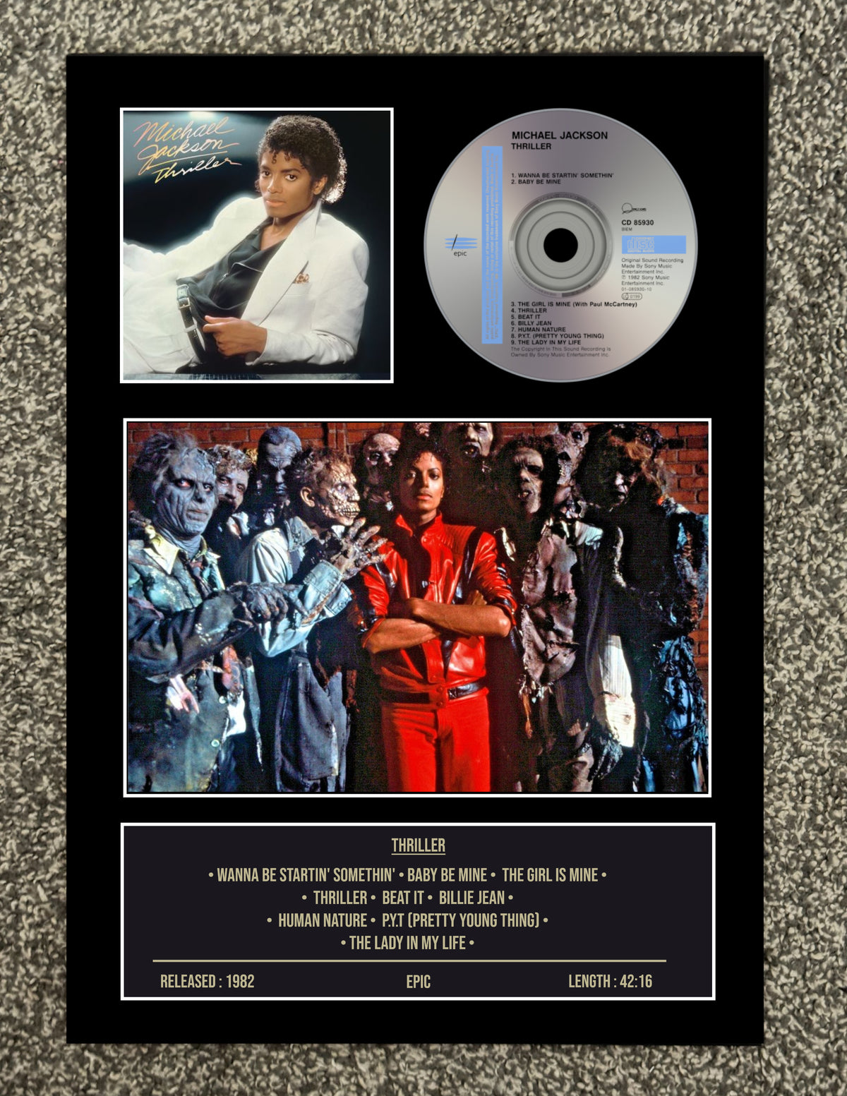 Michael Jackson | Thriller | Retro Mounted CD Wall Display | Frame Not Included |