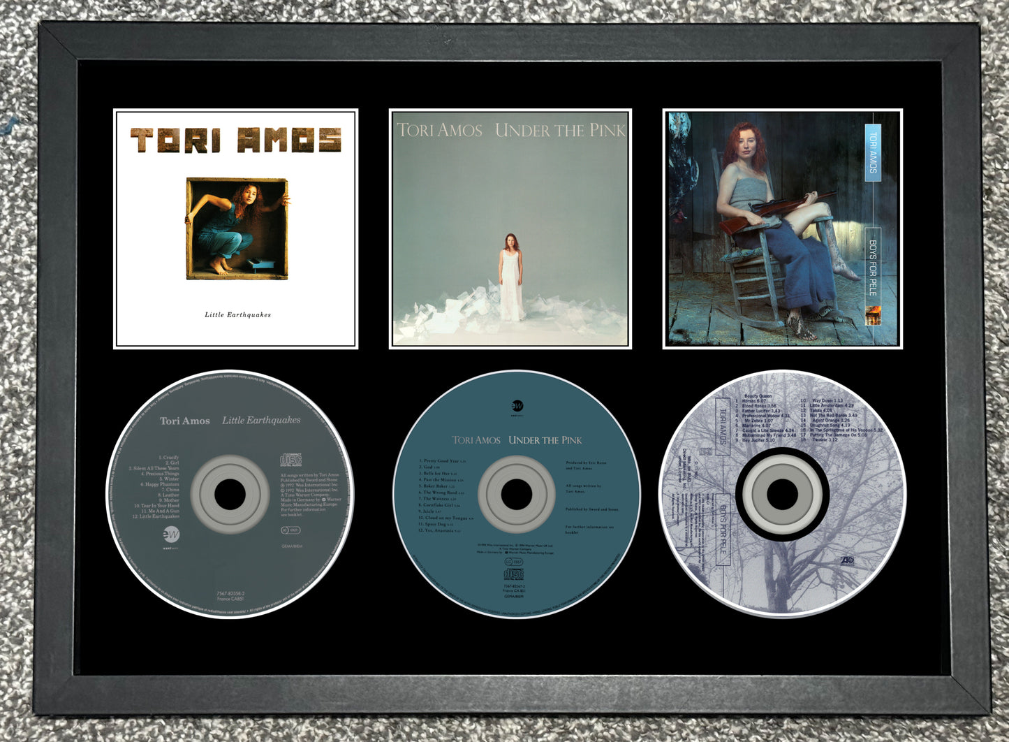 Tori Amos | Little Earthquakes | Under The Pink | Boys For Pele | Retro Triple CD Wall Display | Frame Not Included |
