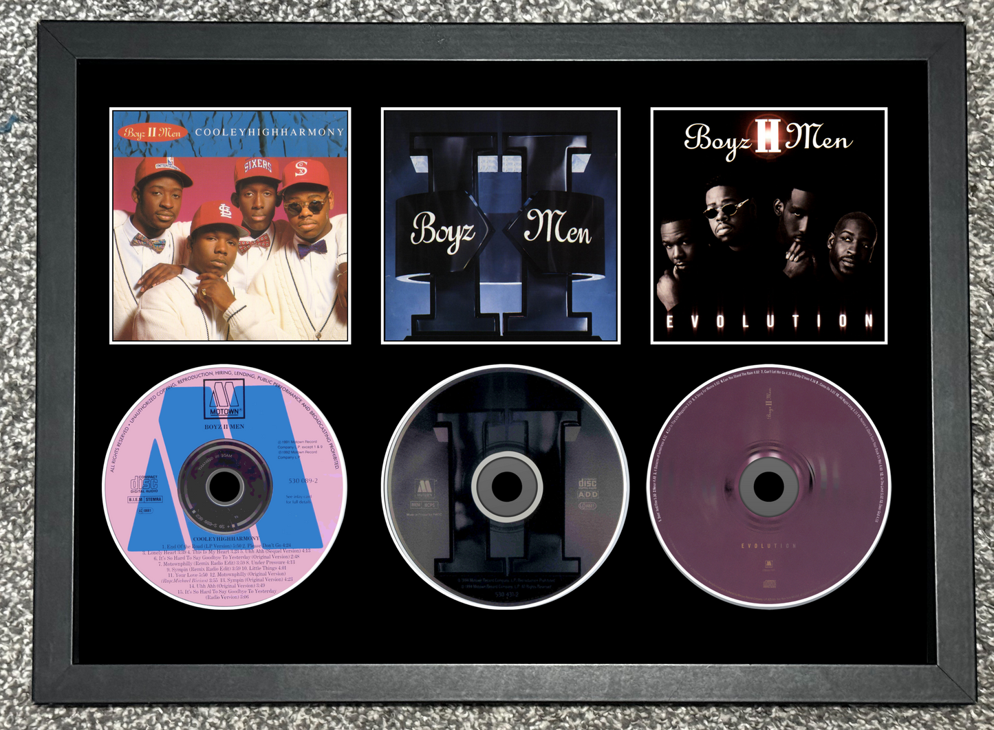 Boyz II Men | CooleyHighHarmony | II | Evolution | Triple Retro Mounted CD Wall Display | Frame Not Included |
