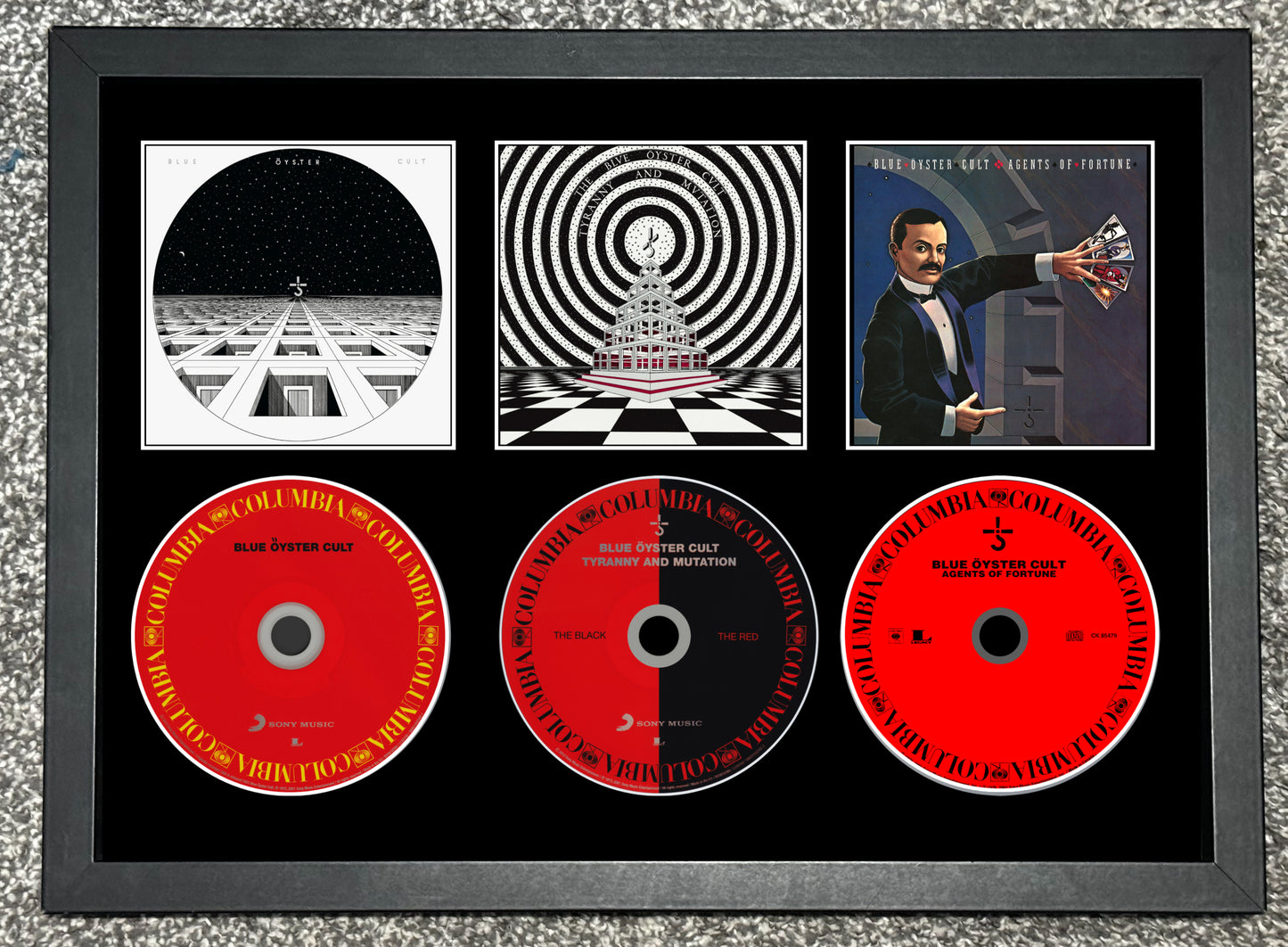 Blue Oyster Cult | Blue Oyster Cult | Tyranny & Mutation | Agents Of Fortune | Retro Triple CD Wall Display | Frame Not Included |