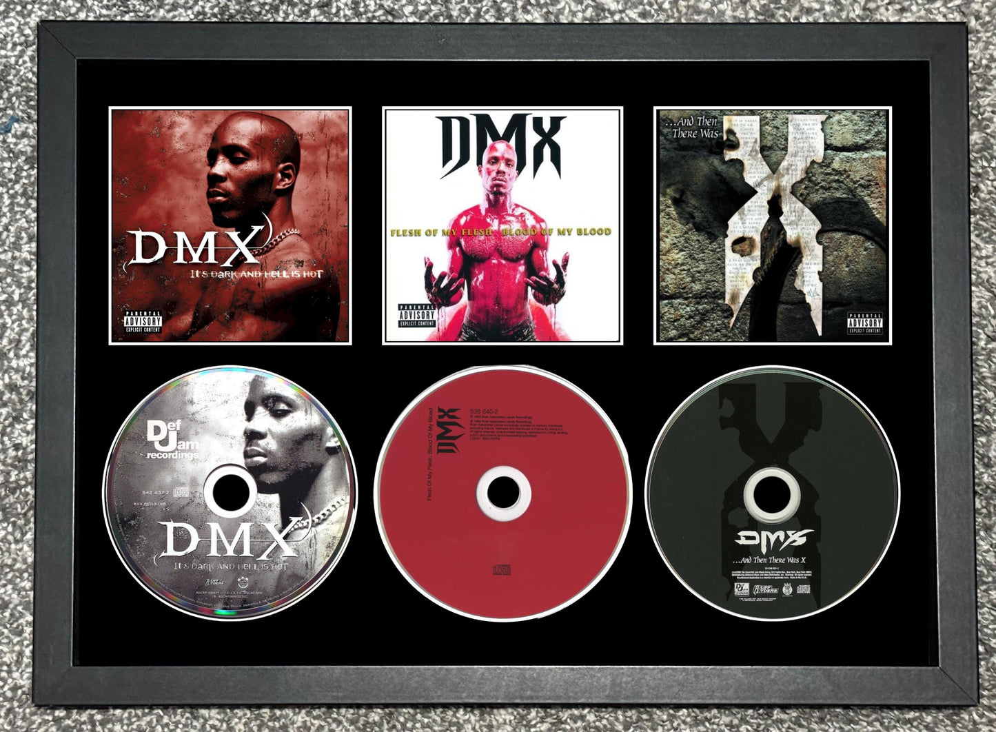 DMX | It's Dark & Hell Is Hot | Flesh Of My Flesh Blood Of My Blood | Then There Was X | Retro Triple CD Wall Display | Frame Not Included |