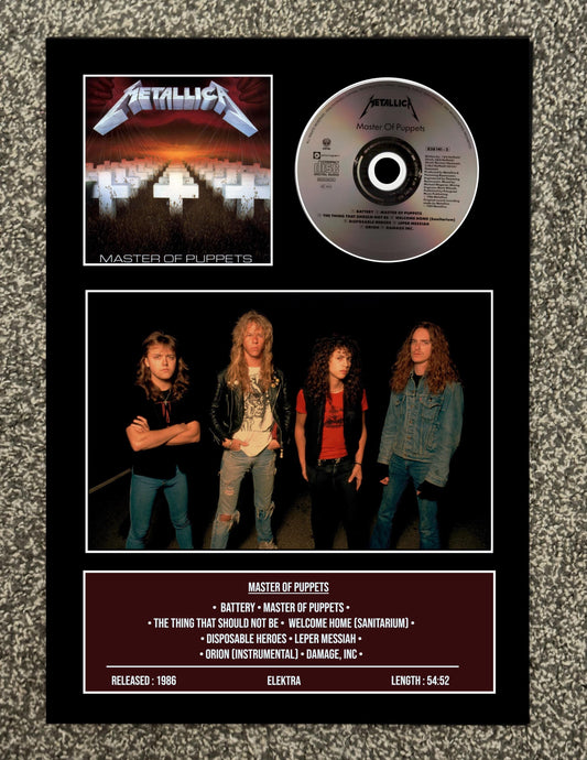 Metallica | Master Of Puppets | Retro Mounted CD Wall Display | Frame Not Included |
