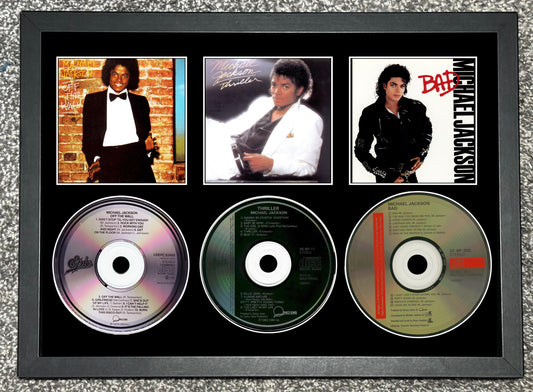 Michael Jackson | Off The Wall | Thriller | Bad | Retro Triple CD Wall Display | Frame Not Included |