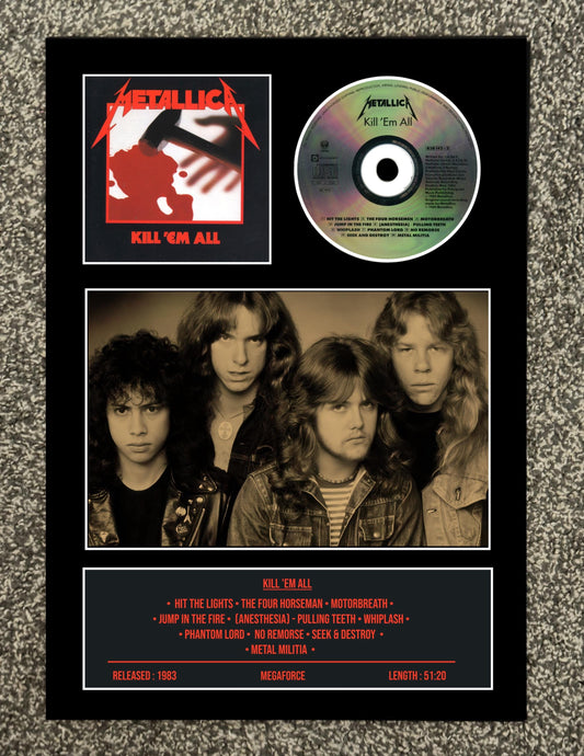 Metallica | Kill 'Em All | Retro Mounted CD Wall Display | Frame Not Included |