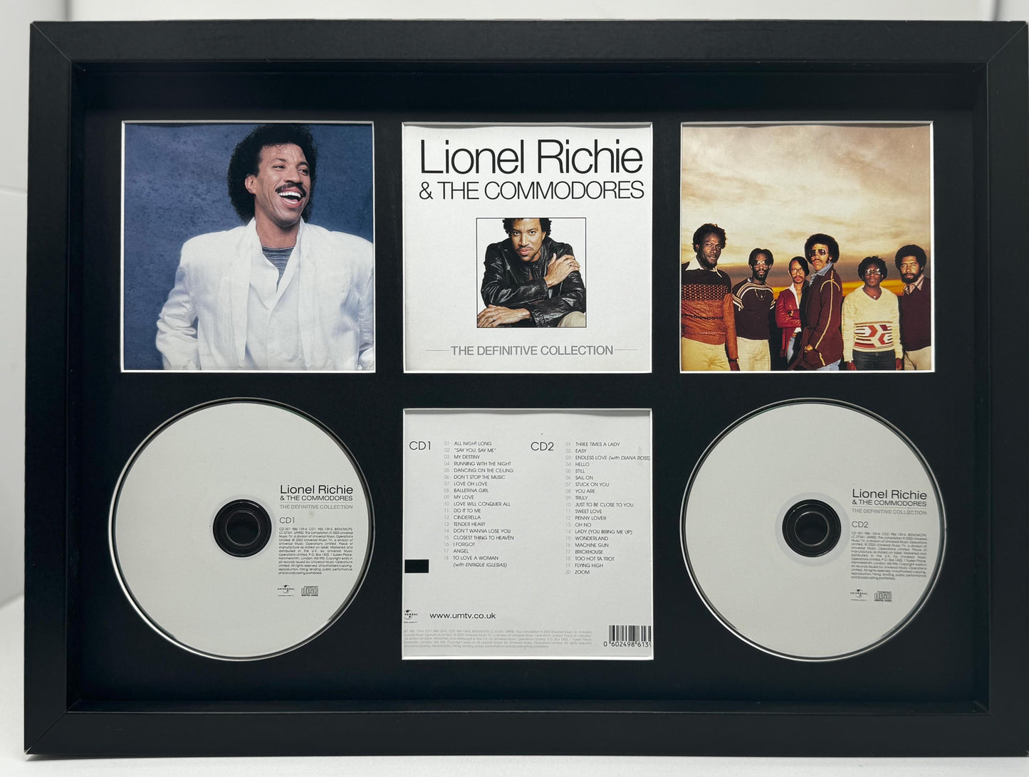 Lionel Richie & The Commodores | The Definitive Collection | Retro Double Mounted CD Wall Display | Frame Not Included |