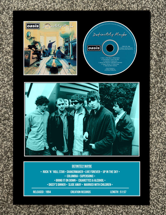 Oasis | Definitely Maybe | Retro Mounted CD Wall Display | Frame Not Included |