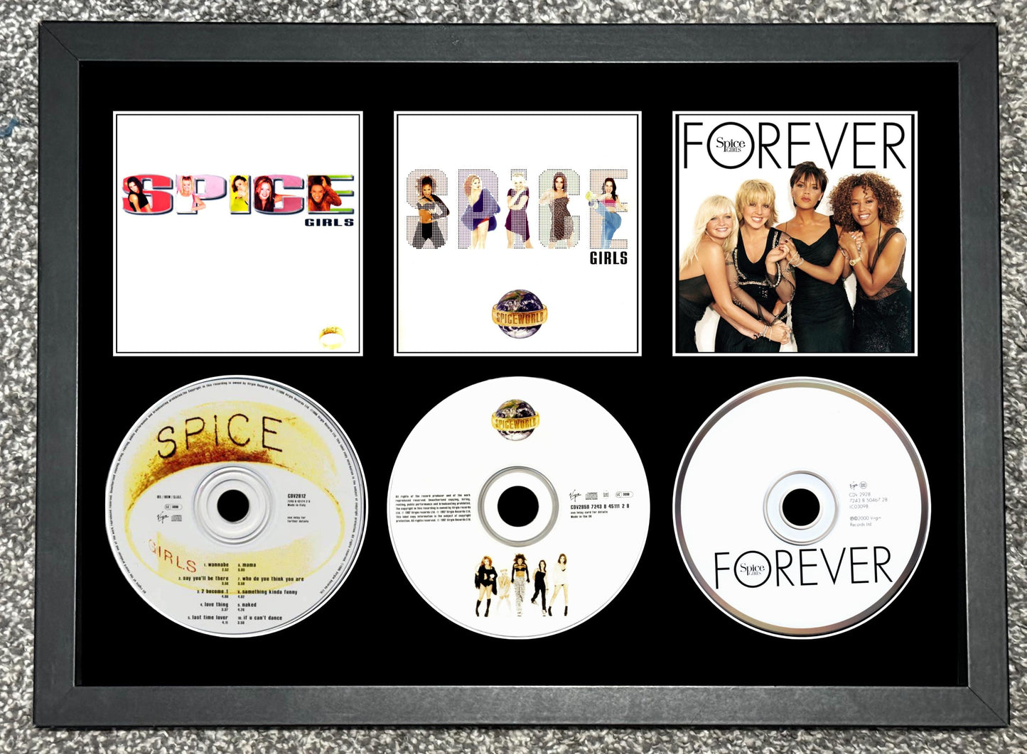 The Spice Girls | Spice | Spiceworld | Forever | Retro Triple CD Wall Display | Frame Not Included |