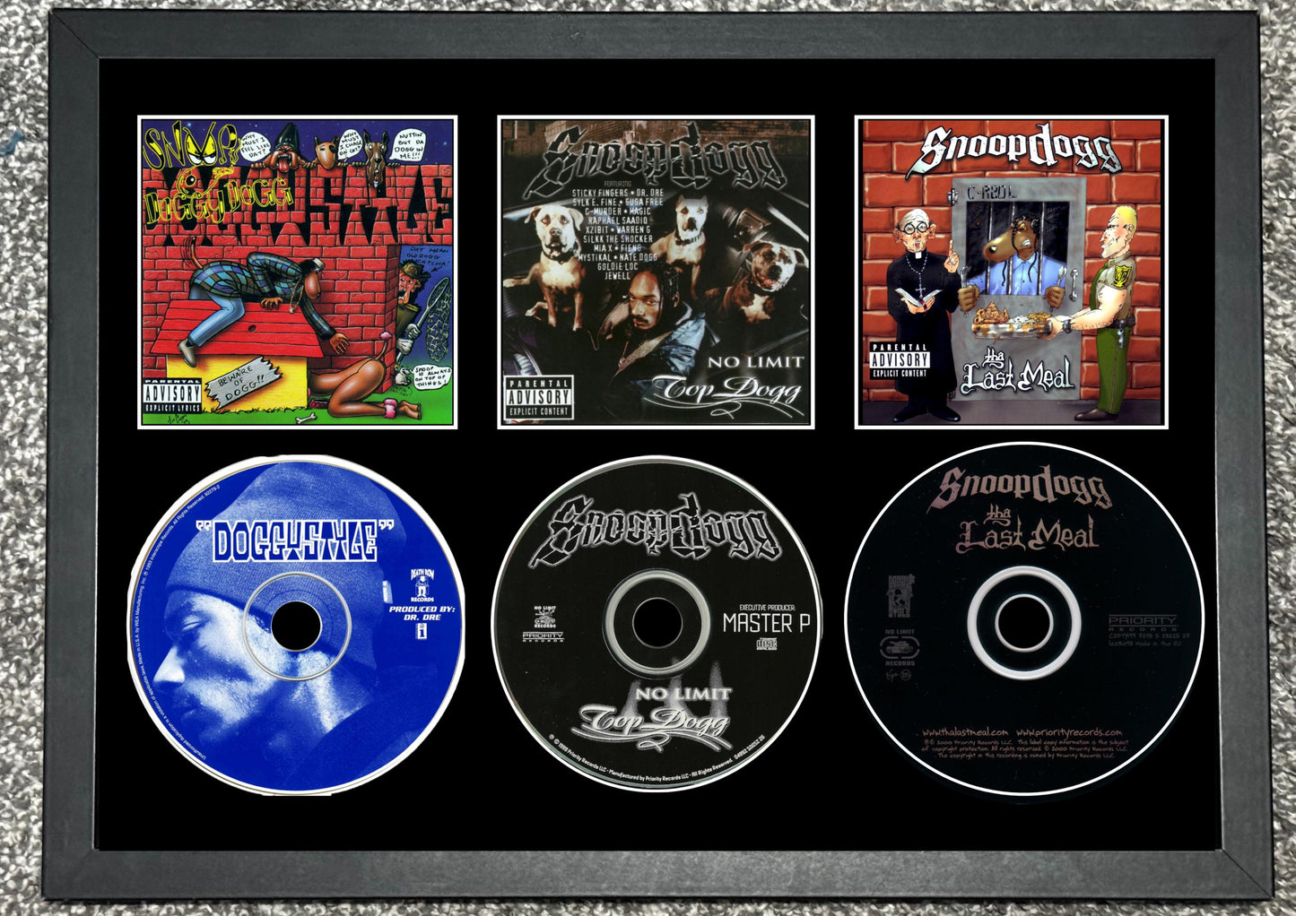 Snoop Dogg | Doggystyle | No Limit Top Dogg | Tha Last Meal | Retro Triple CD Wall Display | Frame Not Included |