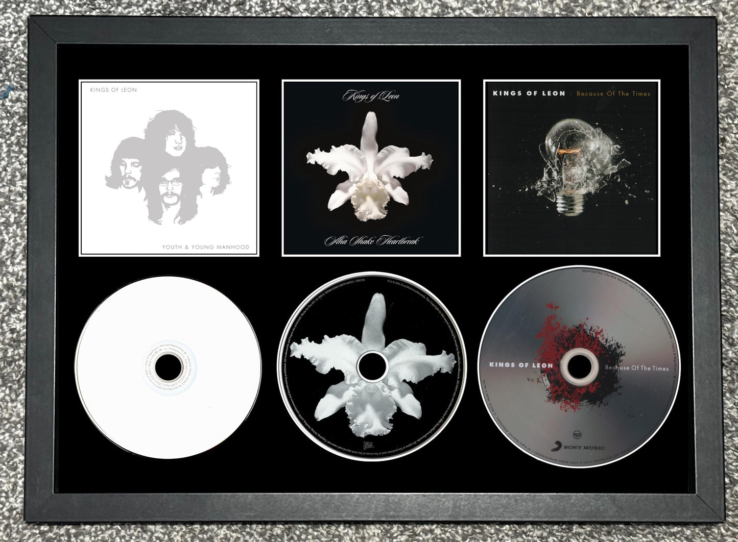 The Kings Of Leon | Youth & Young Manhood | Aha Shake Heartbreak | Because Of The Times | Retro Triple CD Wall Display | Frame Not Included |