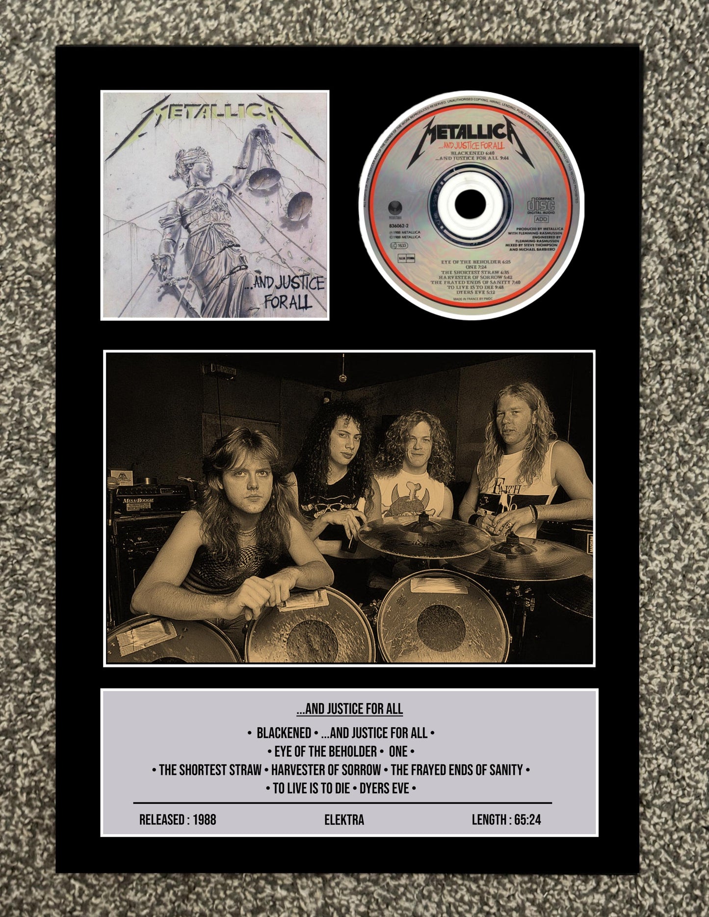 Metallica | ...And Justice For All | Retro Mounted CD Wall Display | Frame Not Included |