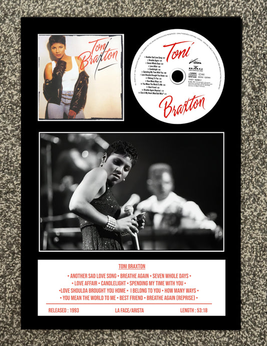 Toni Braxton | Toni Braxton | Retro Mounted CD Wall Display | Frame Not Included |