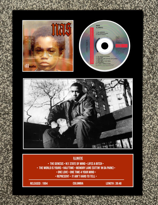 Nas | Illmatic | Retro Mounted CD Wall Display | Frame Not Included |
