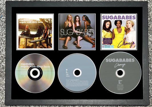 The Sugababes | Angels With Dirty Faces | Taller In More Ways | Change | Retro Triple Mounted CD Wall Display | Frame Not Included |