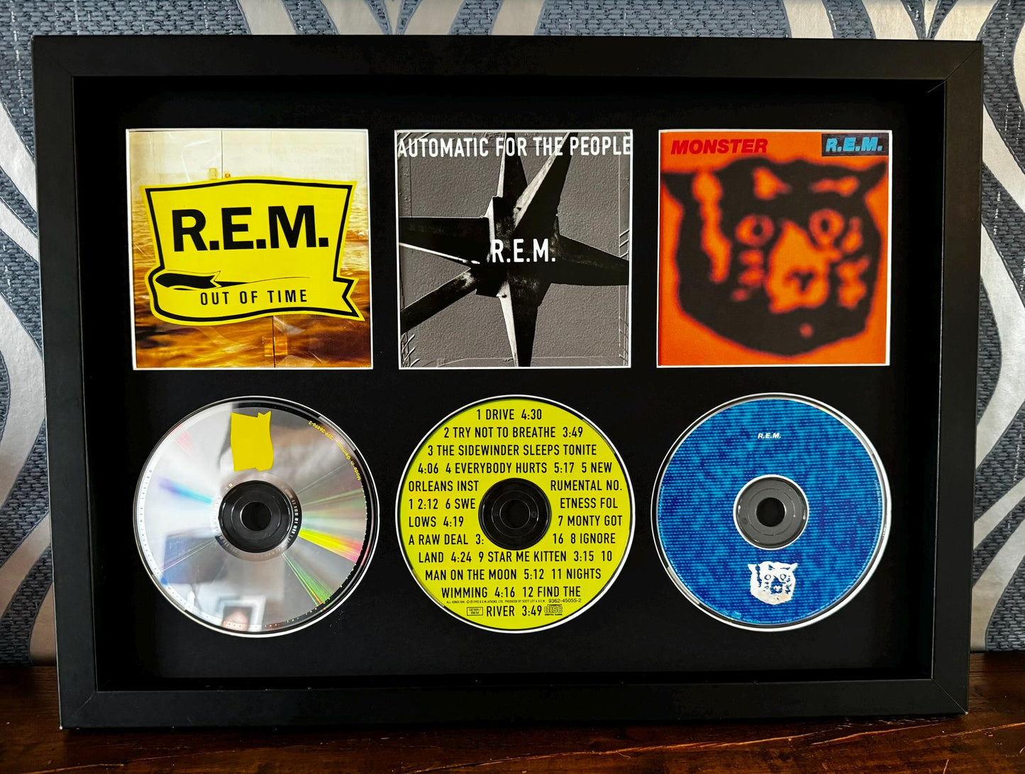 R.E.M | Out Of Time | Automatic For The People | Monster | Retro Triple CD Wall Display | Frame Not Included |