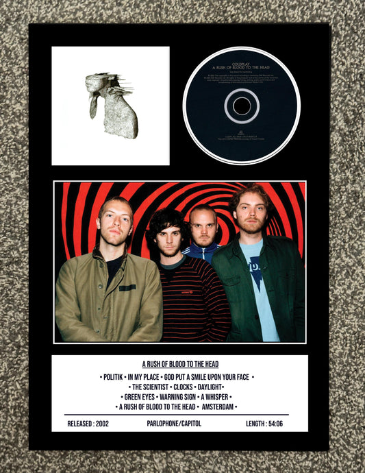 Coldplay | A Rush Of Blood To The Head | Retro Mounted CD Wall Display | Frame Not Included |