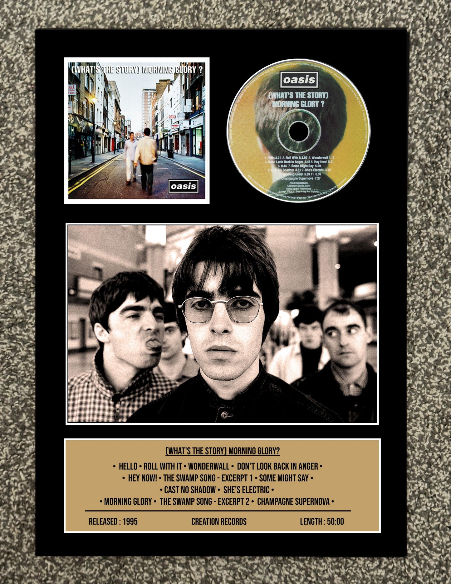 Oasis | (What's The Story) Morning Glory? | Retro Mounted CD Wall Display | Frame Not Included |