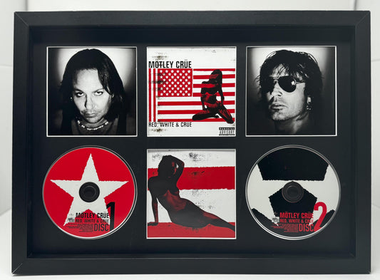 Motley Crue | Red, White & Crue | Retro Double Mounted CD Wall Display | Frame Not Included |