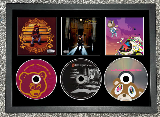 Kanye West | The College Dropout | Late Registration | Graduation | Retro Triple CD Wall Display | Frame Not Included |
