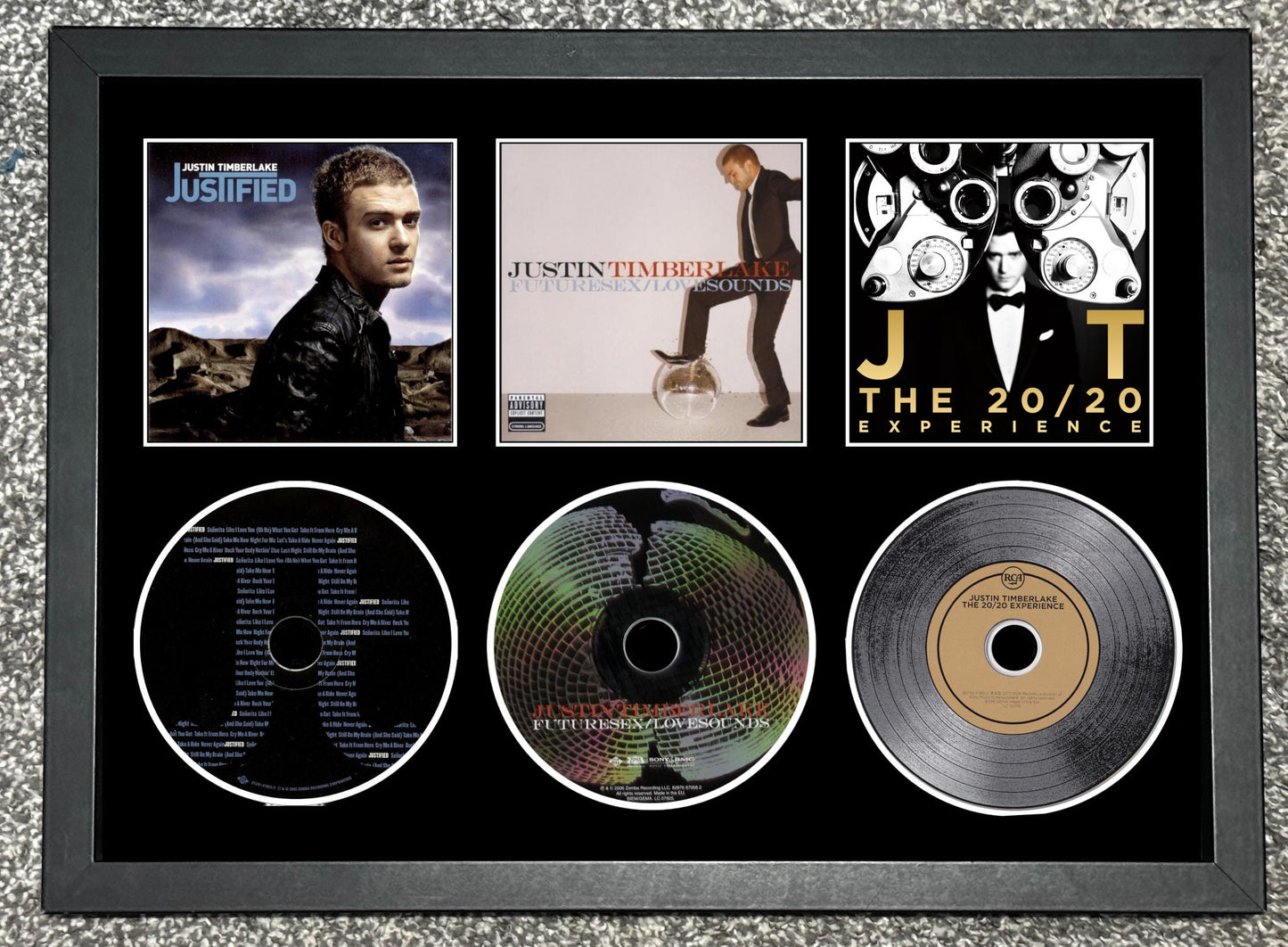 Justin Timberlake | Justified | Futuresex/Lovesounds | The 20/20 Experience | Retro Triple CD Wall Display | Frame Not Included |