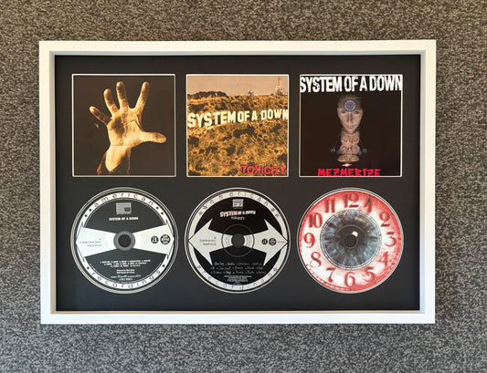 System Of A Down | System Of A Down | Toxicity | Mezmerize | Retro Triple CD Wall Display | Frame Not Included |